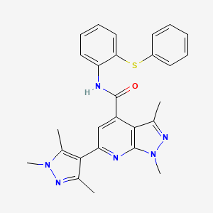 1,3-dimethyl-N-[2-(phenylsulfanyl)phenyl]-6-(1,3,5-trimethyl-1H-pyrazol-4-yl)-1H-pyrazolo[3,4-b]pyridine-4-carboxamide