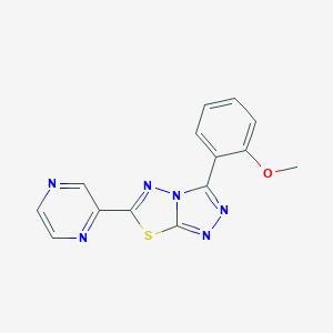 molecular formula C14H10N6OS B482570 methyl 2-[6-(2-pyrazinyl)[1,2,4]triazolo[3,4-b][1,3,4]thiadiazol-3-yl]phenyl ether CAS No. 825605-81-0