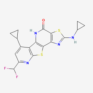 11-cyclopropyl-4-(cyclopropylamino)-13-(difluoromethyl)-5,16-dithia-3,8,14-triazatetracyclo[7.7.0.02,6.010,15]hexadeca-1(9),2(6),3,10(15),11,13-hexaen-7-one