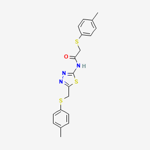 2-(4-methylphenyl)sulfanyl-N-[5-[(4-methylphenyl)sulfanylmethyl]-1,3,4-thiadiazol-2-yl]acetamide