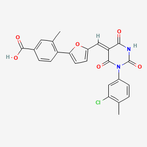 4-(5-{(Z)-[1-(3-chloro-4-methylphenyl)-2,4,6-trioxotetrahydropyrimidin-5(2H)-ylidene]methyl}furan-2-yl)-3-methylbenzoic acid