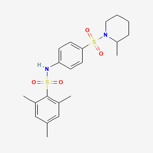 2,4,6-trimethyl-N-{4-[(2-methyl-1-piperidinyl)sulfonyl]phenyl}benzenesulfonamide