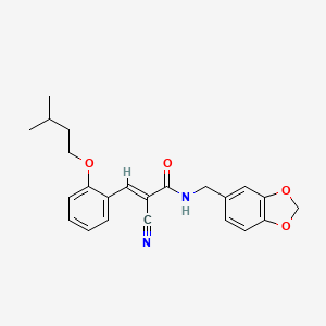 N-(1,3-benzodioxol-5-ylmethyl)-2-cyano-3-[2-(3-methylbutoxy)phenyl]acrylamide