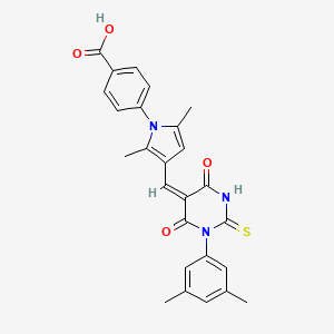 4-(3-{(E)-[1-(3,5-dimethylphenyl)-4,6-dioxo-2-thioxotetrahydropyrimidin-5(2H)-ylidene]methyl}-2,5-dimethyl-1H-pyrrol-1-yl)benzoic acid