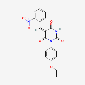 molecular formula C19H15N3O6 B4826047 (5E)-1-(4-ethoxyphenyl)-5-[(2-nitrophenyl)methylidene]-1,3-diazinane-2,4,6-trione 