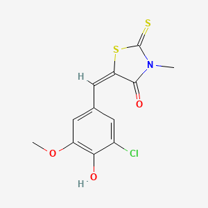 (5E)-5-[(3-chloro-4-hydroxy-5-methoxyphenyl)methylidene]-3-methyl-2-sulfanylidene-1,3-thiazolidin-4-one