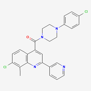 molecular formula C26H22Cl2N4O B4826272 7-chloro-4-{[4-(4-chlorophenyl)-1-piperazinyl]carbonyl}-8-methyl-2-(3-pyridinyl)quinoline 