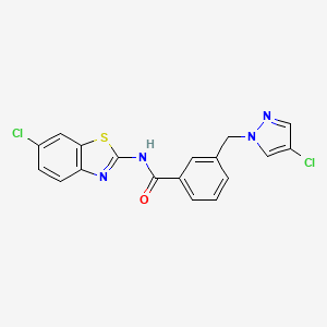 molecular formula C18H12Cl2N4OS B4826279 N-(6-chloro-1,3-benzothiazol-2-yl)-3-[(4-chloro-1H-pyrazol-1-yl)methyl]benzamide 