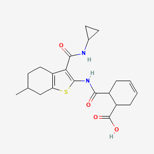 molecular formula C21H26N2O4S B4826308 6-[({3-[(cyclopropylamino)carbonyl]-6-methyl-4,5,6,7-tetrahydro-1-benzothien-2-yl}amino)carbonyl]-3-cyclohexene-1-carboxylic acid 