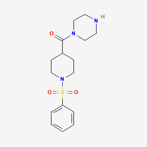 molecular formula C16H23N3O3S B4826318 1-{[1-(phenylsulfonyl)-4-piperidinyl]carbonyl}piperazine 