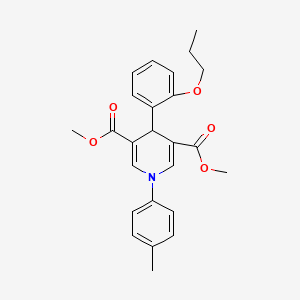 molecular formula C25H27NO5 B4826334 dimethyl 1-(4-methylphenyl)-4-(2-propoxyphenyl)-1,4-dihydro-3,5-pyridinedicarboxylate 