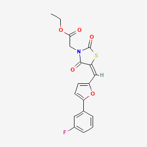 molecular formula C18H14FNO5S B4826359 ethyl [(5E)-5-{[5-(3-fluorophenyl)furan-2-yl]methylidene}-2,4-dioxo-1,3-thiazolidin-3-yl]acetate 