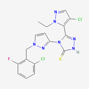 5-(4-CHLORO-1-ETHYL-1H-PYRAZOL-5-YL)-4-[1-(2-CHLORO-6-FLUOROBENZYL)-1H-PYRAZOL-3-YL]-4H-1,2,4-TRIAZOL-3-YLHYDROSULFIDE