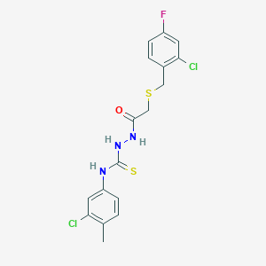 2-{[(2-chloro-4-fluorobenzyl)thio]acetyl}-N-(3-chloro-4-methylphenyl)hydrazinecarbothioamide