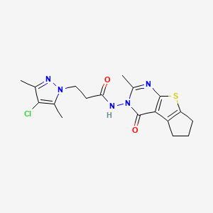 3-(4-CHLORO-3,5-DIMETHYL-1H-PYRAZOL-1-YL)-N-[2-METHYL-4-OXO-6,7-DIHYDRO-4H-CYCLOPENTA[4,5]THIENO[2,3-D]PYRIMIDIN-3(5H)-YL]PROPANAMIDE