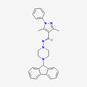 1-(3,5-dimethyl-1-phenylpyrazol-4-yl)-N-[4-(9H-fluoren-9-yl)piperazin-1-yl]methanimine