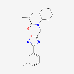 molecular formula C20H27N3O2 B4826566 N-cyclohexyl-2-methyl-N-{[3-(3-methylphenyl)-1,2,4-oxadiazol-5-yl]methyl}propanamide 