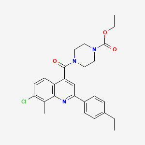 molecular formula C26H28ClN3O3 B4826593 ethyl 4-{[7-chloro-2-(4-ethylphenyl)-8-methyl-4-quinolinyl]carbonyl}-1-piperazinecarboxylate 