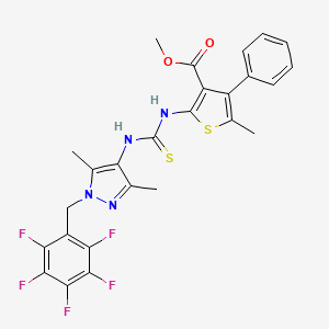 molecular formula C26H21F5N4O2S2 B4826598 methyl 2-[({[3,5-dimethyl-1-(pentafluorobenzyl)-1H-pyrazol-4-yl]amino}carbonothioyl)amino]-5-methyl-4-phenyl-3-thiophenecarboxylate 