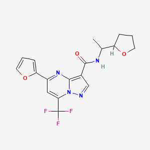 molecular formula C18H17F3N4O3 B4826634 5-(2-furyl)-N-[1-(tetrahydro-2-furanyl)ethyl]-7-(trifluoromethyl)pyrazolo[1,5-a]pyrimidine-3-carboxamide 