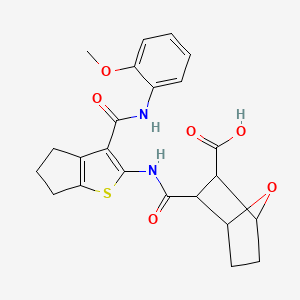 3-({3-[(2-methoxyphenyl)carbamoyl]-5,6-dihydro-4H-cyclopenta[b]thiophen-2-yl}carbamoyl)-7-oxabicyclo[2.2.1]heptane-2-carboxylic acid