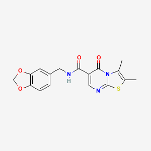 N-(1,3-benzodioxol-5-ylmethyl)-2,3-dimethyl-5-oxo-5H-[1,3]thiazolo[3,2-a]pyrimidine-6-carboxamide