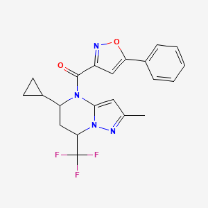 molecular formula C21H19F3N4O2 B4826829 5-cyclopropyl-2-methyl-4-[(5-phenyl-3-isoxazolyl)carbonyl]-7-(trifluoromethyl)-4,5,6,7-tetrahydropyrazolo[1,5-a]pyrimidine 