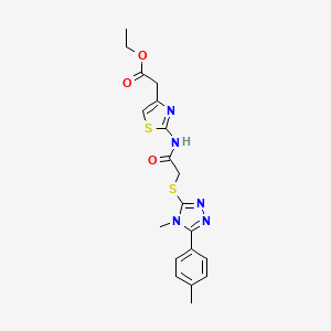 ETHYL 2-{2-[(2-{[4-METHYL-5-(4-METHYLPHENYL)-4H-1,2,4-TRIAZOL-3-YL]SULFANYL}ACETYL)AMINO]-1,3-THIAZOL-4-YL}ACETATE