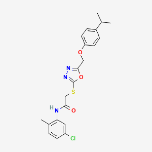 molecular formula C21H22ClN3O3S B4826955 N-(5-chloro-2-methylphenyl)-2-[(5-{[4-(propan-2-yl)phenoxy]methyl}-1,3,4-oxadiazol-2-yl)sulfanyl]acetamide 