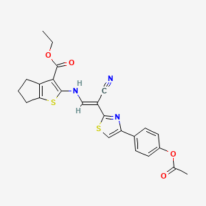 molecular formula C24H21N3O4S2 B4826979 ethyl 2-[(2-{4-[4-(acetyloxy)phenyl]-1,3-thiazol-2-yl}-2-cyanovinyl)amino]-5,6-dihydro-4H-cyclopenta[b]thiophene-3-carboxylate 