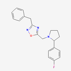 molecular formula C20H20FN3O B4826995 3-benzyl-5-{[2-(4-fluorophenyl)-1-pyrrolidinyl]methyl}-1,2,4-oxadiazole 