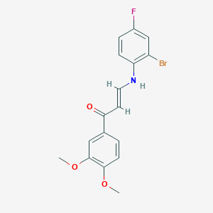 (2E)-3-[(2-bromo-4-fluorophenyl)amino]-1-(3,4-dimethoxyphenyl)prop-2-en-1-one