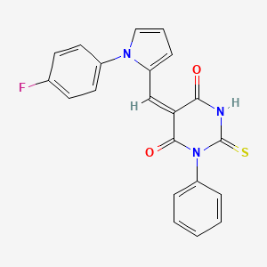 (5E)-5-[[1-(4-fluorophenyl)pyrrol-2-yl]methylidene]-1-phenyl-2-sulfanylidene-1,3-diazinane-4,6-dione