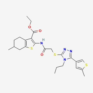 ethyl 6-methyl-2-[({[5-(5-methylthiophen-3-yl)-4-propyl-4H-1,2,4-triazol-3-yl]sulfanyl}acetyl)amino]-4,5,6,7-tetrahydro-1-benzothiophene-3-carboxylate