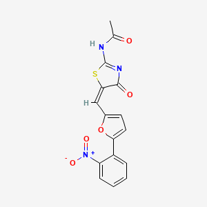 N-[(5E)-5-[[5-(2-nitrophenyl)furan-2-yl]methylidene]-4-oxo-1,3-thiazol-2-yl]acetamide