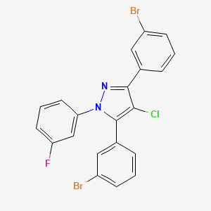 molecular formula C21H12Br2ClFN2 B4827226 3,5-bis(3-bromophenyl)-4-chloro-1-(3-fluorophenyl)-1H-pyrazole 