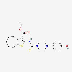 ethyl 2-({[4-(4-hydroxyphenyl)-1-piperazinyl]carbonothioyl}amino)-5,6,7,8-tetrahydro-4H-cyclohepta[b]thiophene-3-carboxylate