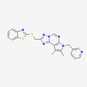 2-[(1,3-benzothiazol-2-ylthio)methyl]-8,9-dimethyl-7-(3-pyridinylmethyl)-7H-pyrrolo[3,2-e][1,2,4]triazolo[1,5-c]pyrimidine