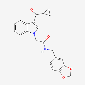 molecular formula C22H20N2O4 B4827346 N-(1,3-benzodioxol-5-ylmethyl)-2-[3-(cyclopropylcarbonyl)-1H-indol-1-yl]acetamide 