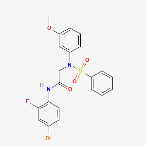 molecular formula C21H18BrFN2O4S B4827383 N~1~-(4-bromo-2-fluorophenyl)-N~2~-(3-methoxyphenyl)-N~2~-(phenylsulfonyl)glycinamide 