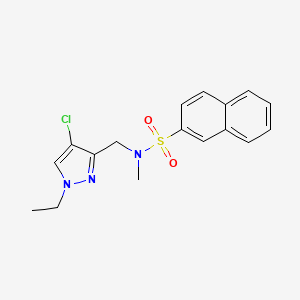 molecular formula C17H18ClN3O2S B4827396 N~2~-[(4-CHLORO-1-ETHYL-1H-PYRAZOL-3-YL)METHYL]-N~2~-METHYL-2-NAPHTHALENESULFONAMIDE 