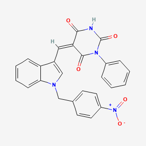 (5Z)-5-{[1-(4-nitrobenzyl)-1H-indol-3-yl]methylidene}-1-phenylpyrimidine-2,4,6(1H,3H,5H)-trione