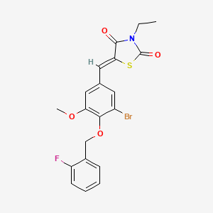 5-{3-bromo-4-[(2-fluorobenzyl)oxy]-5-methoxybenzylidene}-3-ethyl-1,3-thiazolidine-2,4-dione