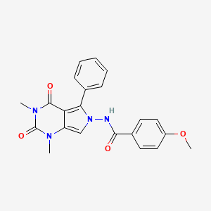 molecular formula C22H20N4O4 B4827448 N-(1,3-dimethyl-2,4-dioxo-5-phenyl-1,2,3,4-tetrahydro-6H-pyrrolo[3,4-d]pyrimidin-6-yl)-4-methoxybenzamide 