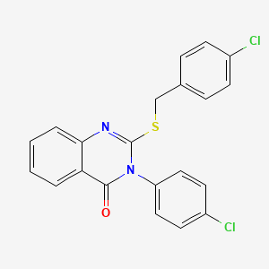 molecular formula C21H14Cl2N2OS B4827512 3-(4-CHLOROPHENYL)-2-{[(4-CHLOROPHENYL)METHYL]SULFANYL}-3,4-DIHYDROQUINAZOLIN-4-ONE 