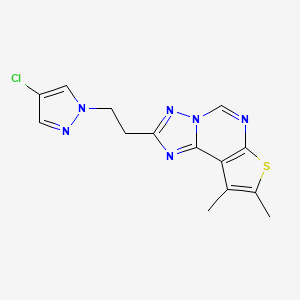 molecular formula C14H13ClN6S B4827516 2-[2-(4-chloro-1H-pyrazol-1-yl)ethyl]-8,9-dimethylthieno[3,2-e][1,2,4]triazolo[1,5-c]pyrimidine 