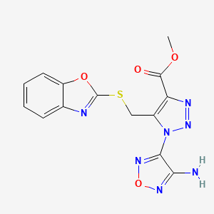 molecular formula C14H11N7O4S B4827531 methyl 1-(4-amino-1,2,5-oxadiazol-3-yl)-5-[(1,3-benzoxazol-2-ylsulfanyl)methyl]-1H-1,2,3-triazole-4-carboxylate 