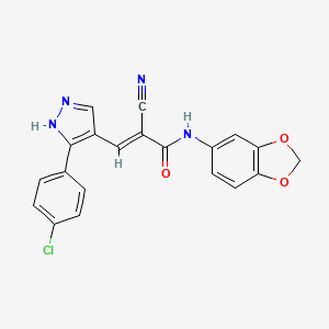 molecular formula C20H13ClN4O3 B4827547 N-1,3-benzodioxol-5-yl-3-[3-(4-chlorophenyl)-1H-pyrazol-4-yl]-2-cyanoacrylamide 