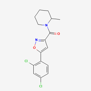 molecular formula C16H16Cl2N2O2 B4827568 1-{[5-(2,4-dichlorophenyl)-3-isoxazolyl]carbonyl}-2-methylpiperidine 