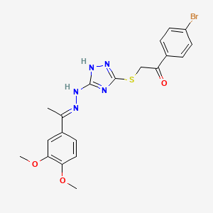 molecular formula C20H20BrN5O3S B4827733 1-(4-bromophenyl)-2-[(5-{2-[1-(3,4-dimethoxyphenyl)ethylidene]hydrazino}-4H-1,2,4-triazol-3-yl)thio]ethanone 